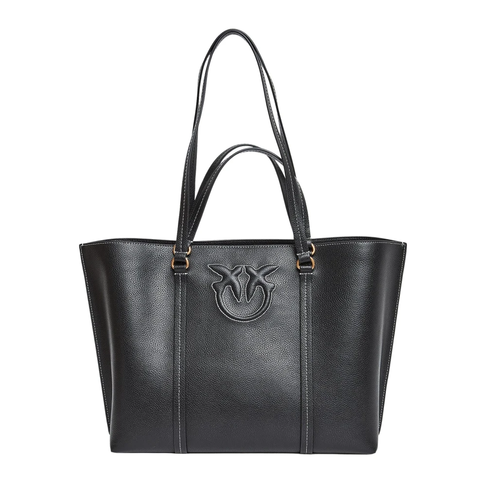 pinko Leren Schoudertas in Roze Black Dames