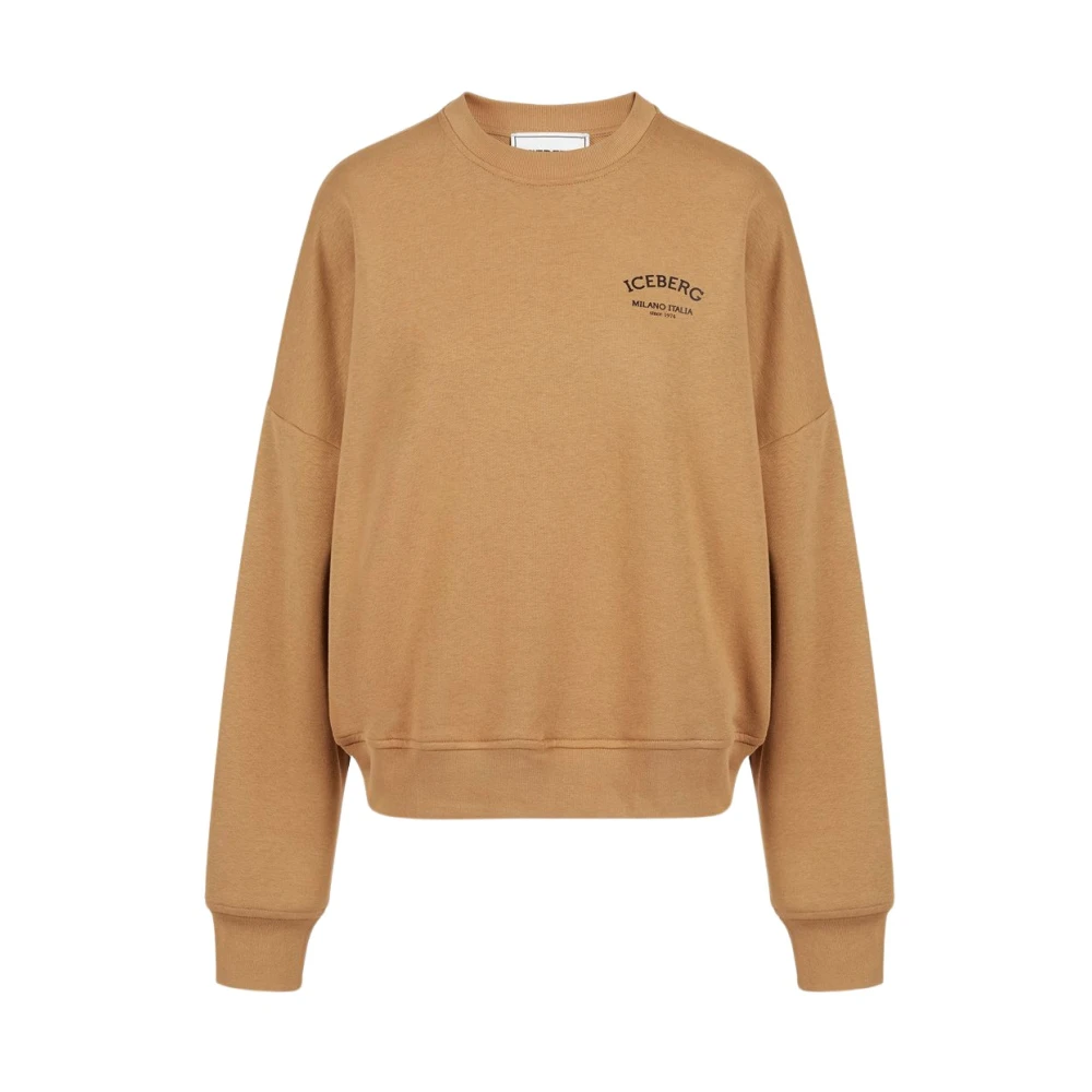 Iceberg Logo Crew-neck Sweatshirt Eco-Katoen Brown Dames