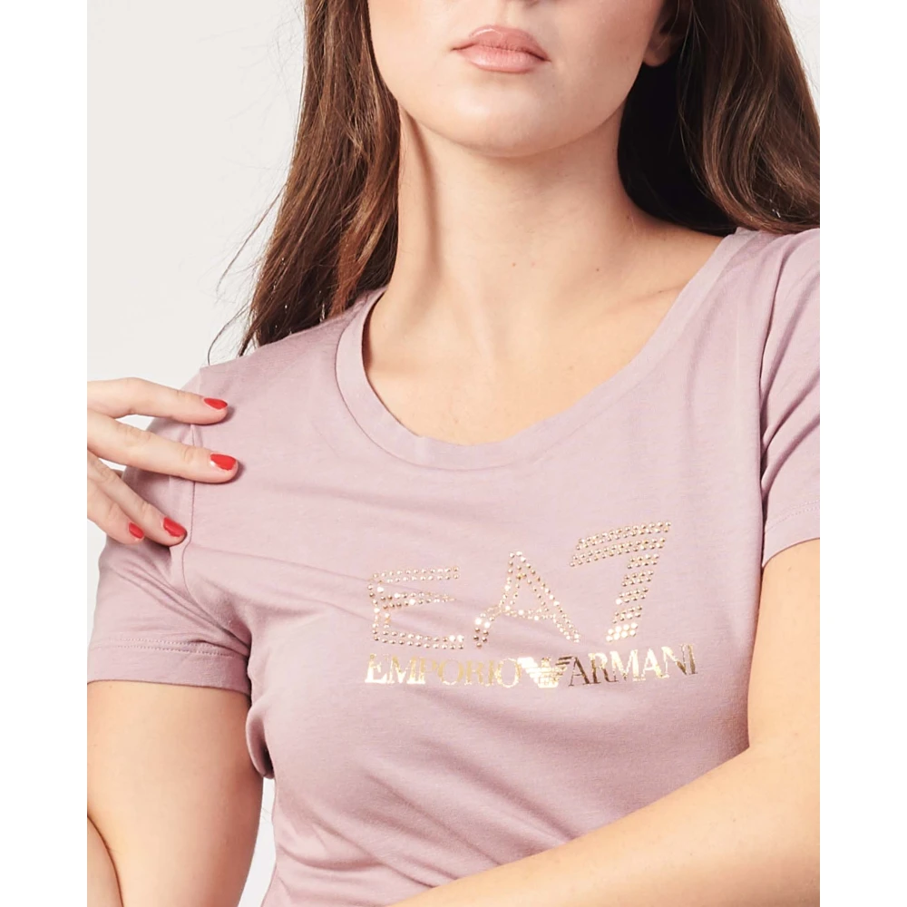 Emporio Armani Roze T-shirt met ronde hals Pink Dames
