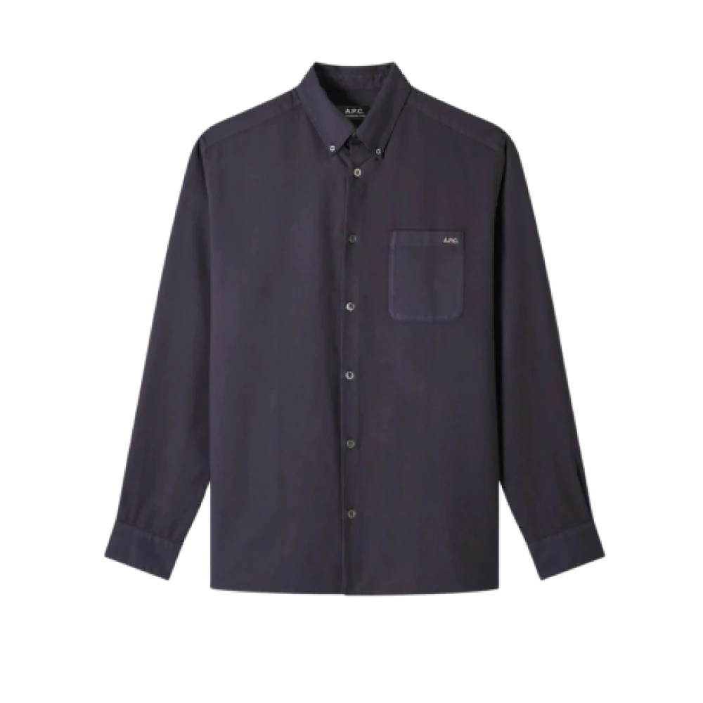 A.p.c. Organisch Katoen Logo Overhemd Black Heren