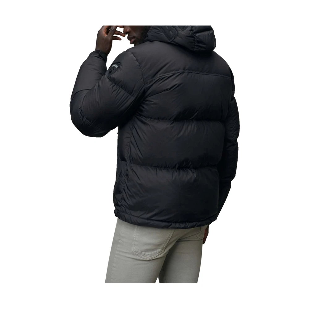 Blauer Zwarte Winterjas met Capuchon Black Heren
