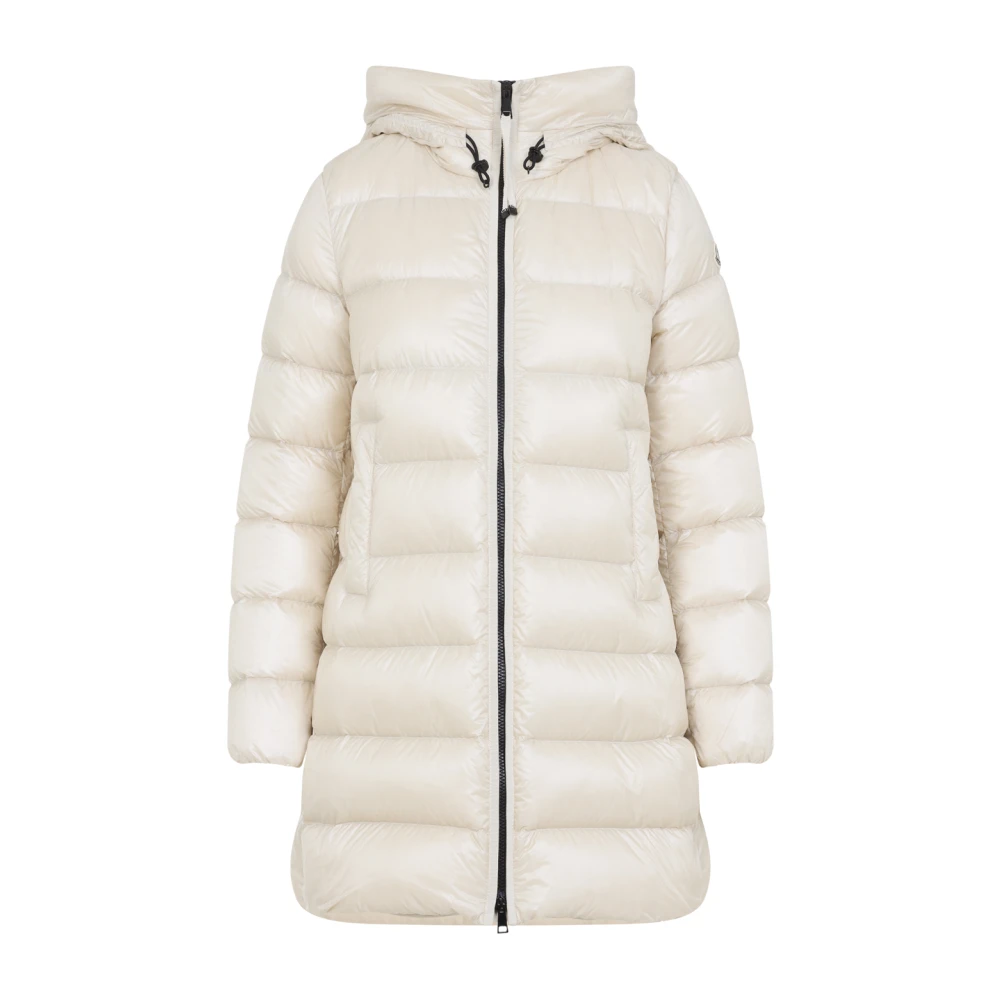 Moncler Beige Down Jackets, Female, S, Suyenne Hooded Mid-Length Down Jacket