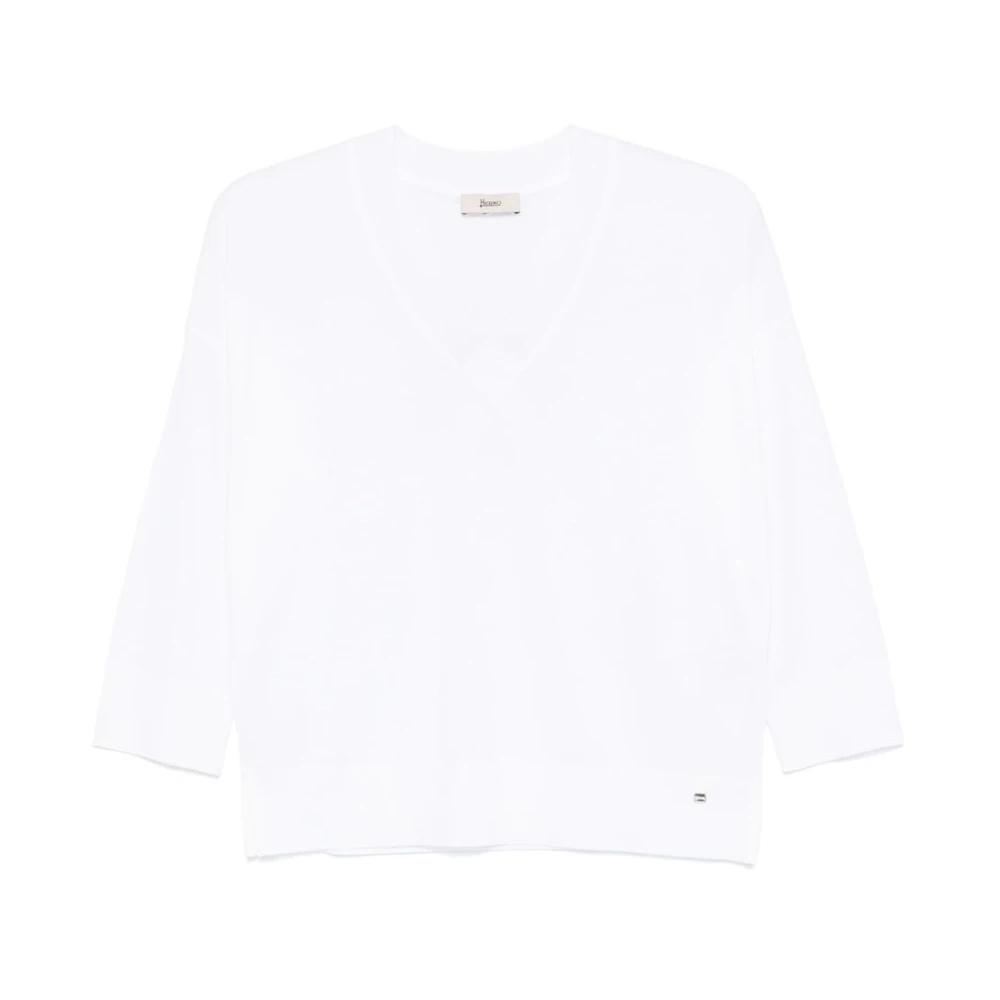 Herno Vit Bianco Sweater Stiligt Design Mjuk Känsla
