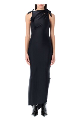black-asymmetric-flower-gown-dress