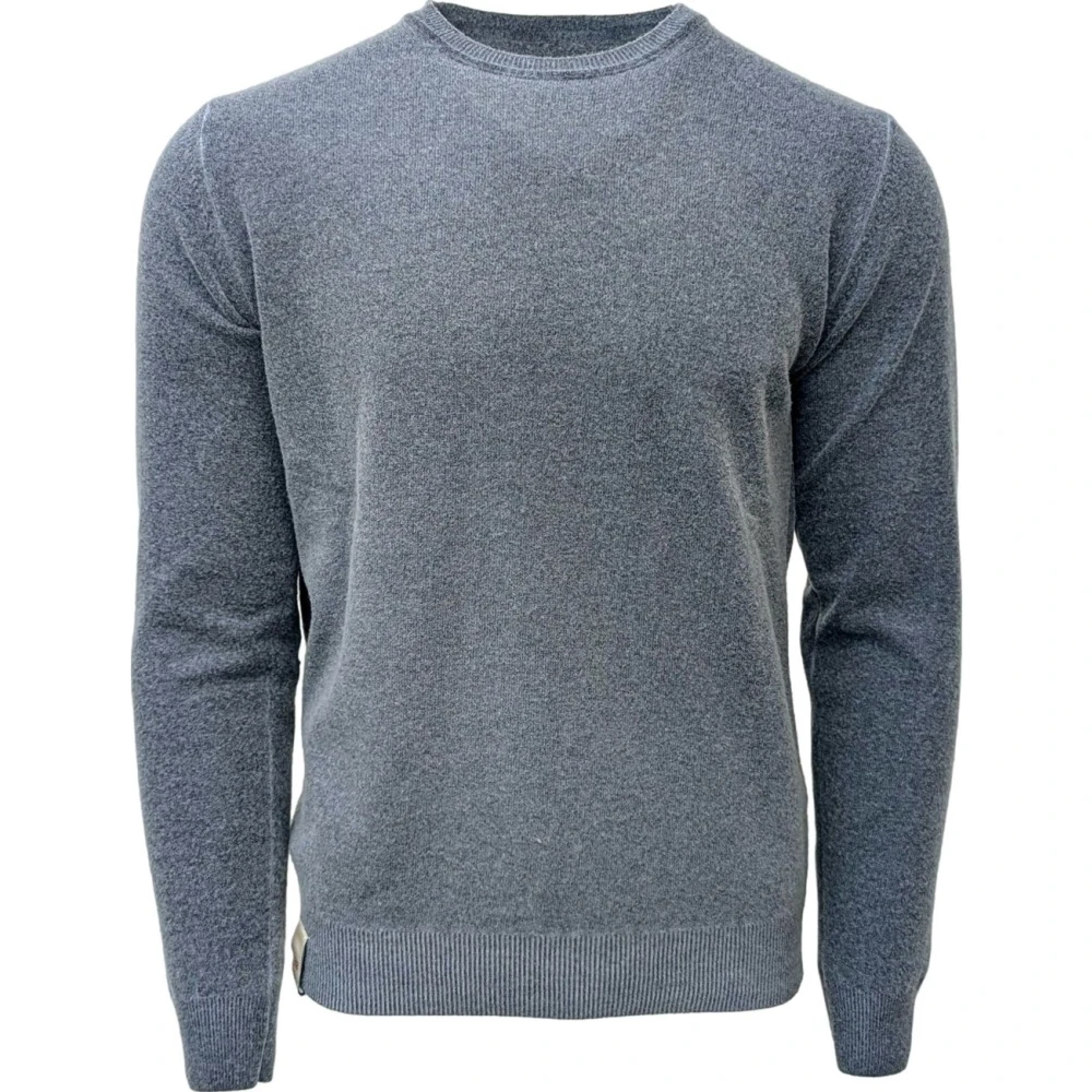 BOB Omkeerbare Ronde Hals Wollen Trui Blue Heren