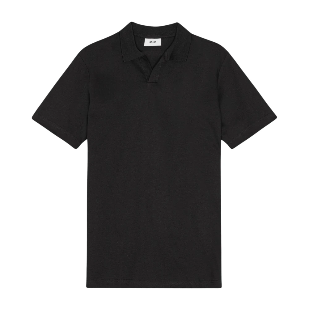 Nn07 Zwarte Poloshirt met Dubbelnaald Stiksels Black Heren