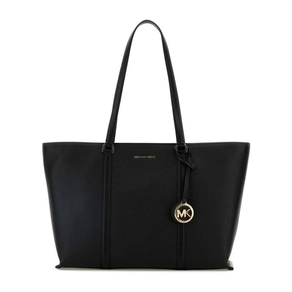 Michael Kors Stijlvolle zwarte leren winkeltas Black Dames
