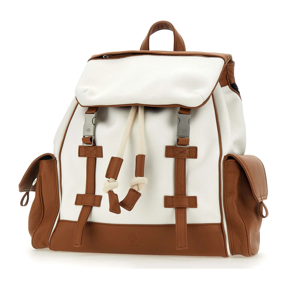 Eleventy Canvas Rugzak Wit Tabak White Heren