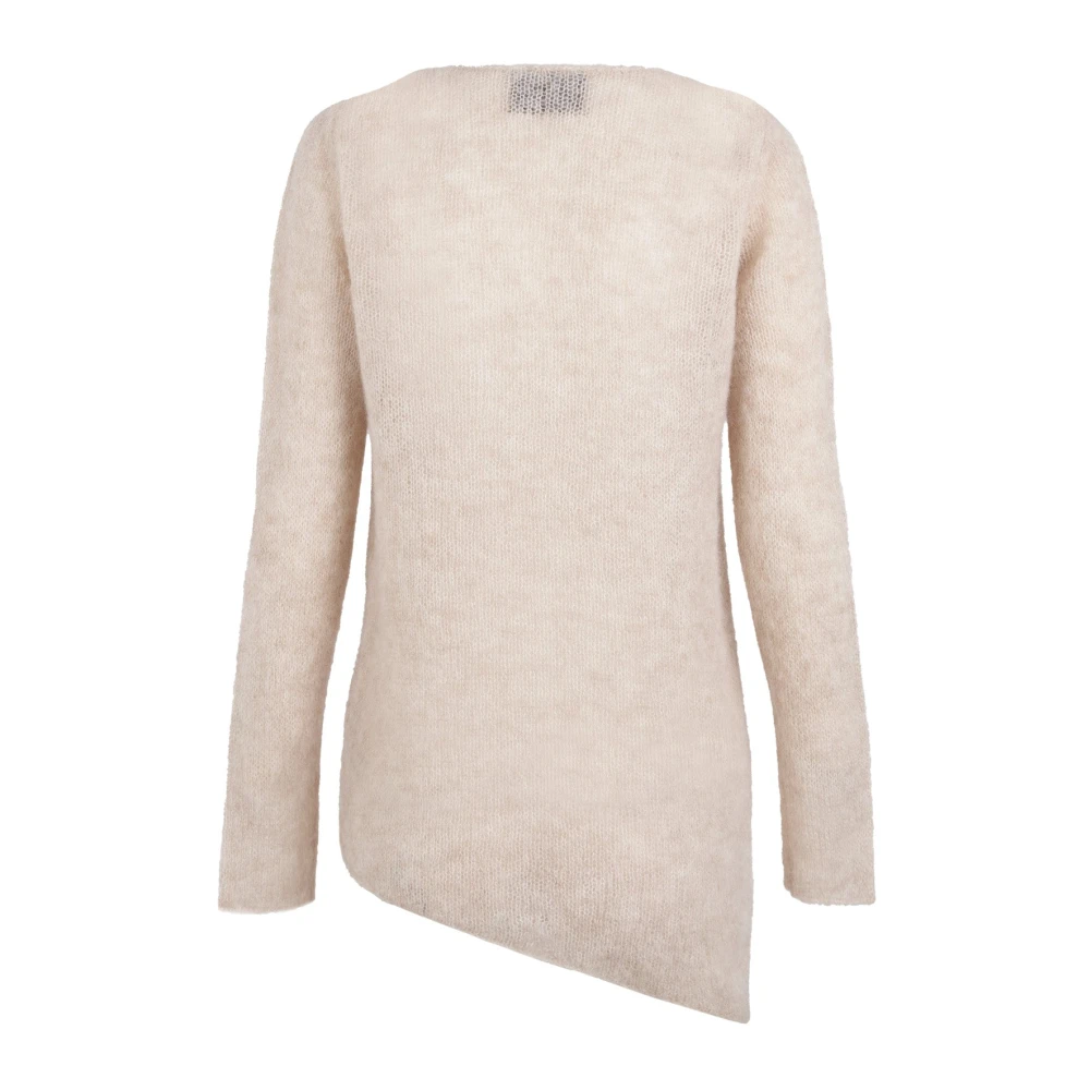 Cortana Asymmetrische Alpaca Merino Zijde Trui Beige Dames