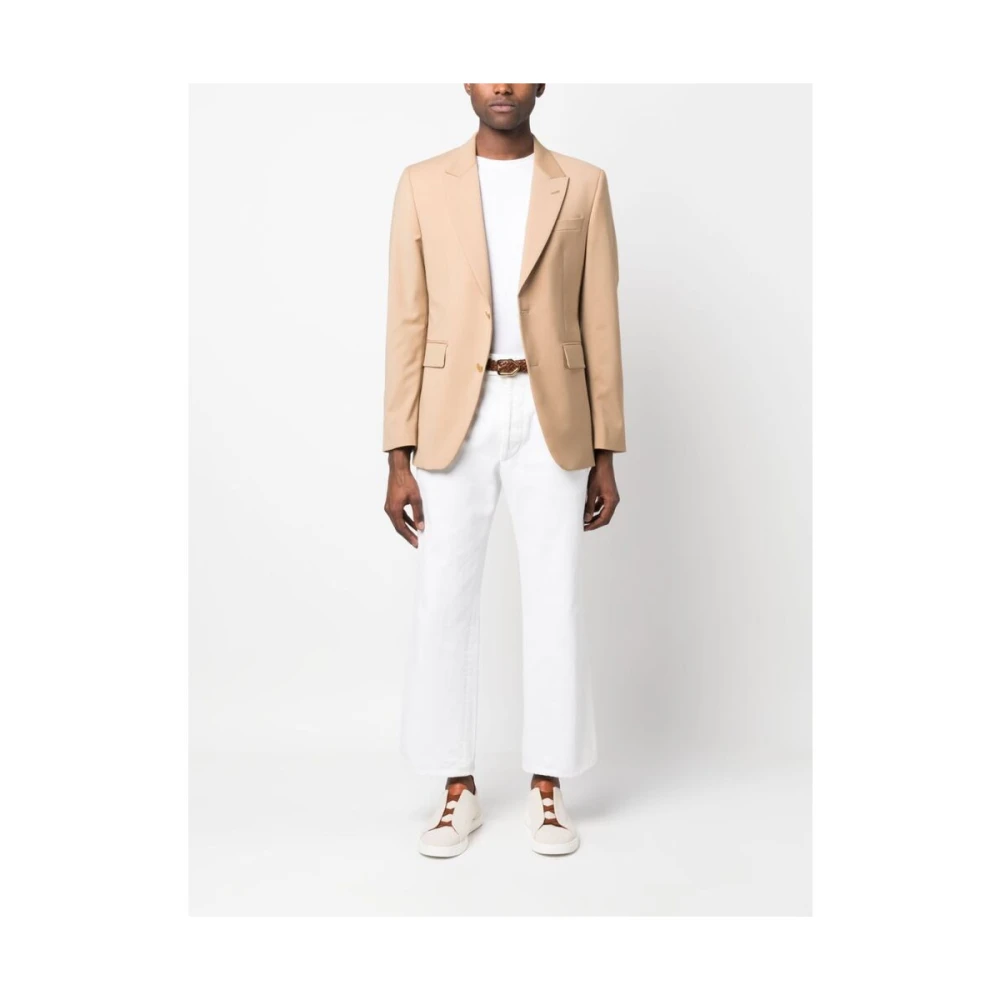 Reveres 1949 Beige Button-Up Blazer met Notched Lapels Beige Heren