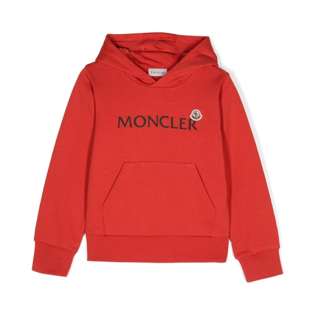 Moncler Röd Logo Print Huvtröja Red, Pojke