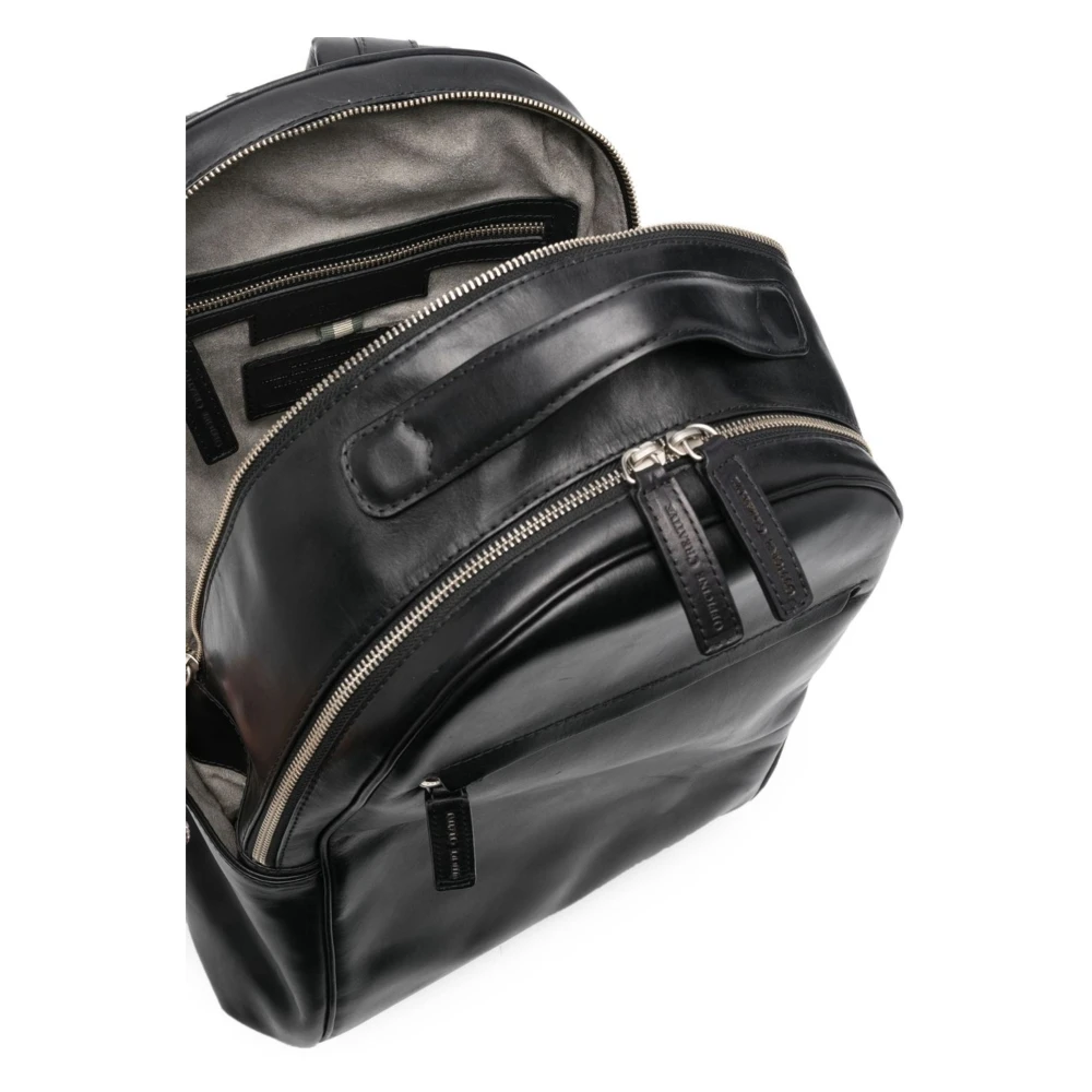 Officine Creative Leren rugzak Quentin 012 Black Heren