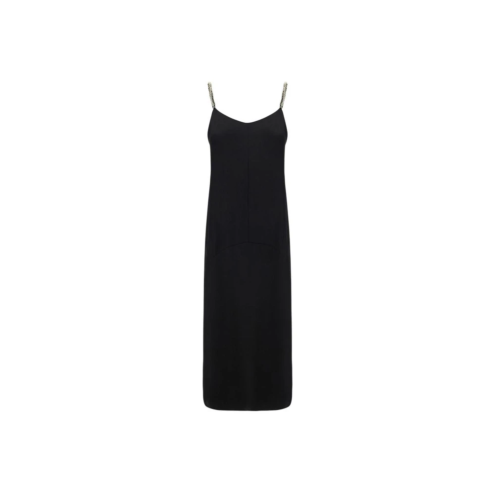 Lanvin Jurk met goudkleurige kettingbandjes Black Dames
