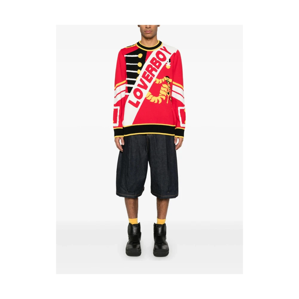 Loverboy by Charles Jeffrey Rode Crew Neck Sweater Trompe L'oeil Multicolor Heren