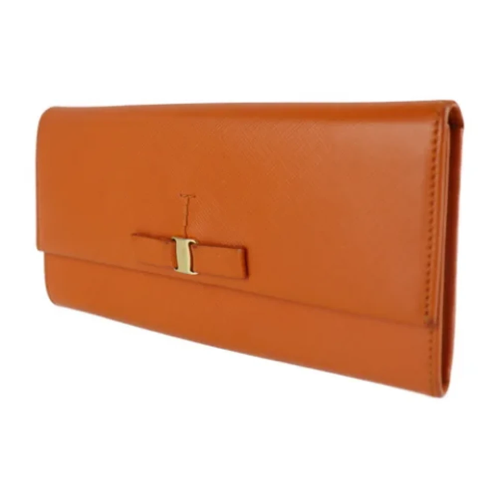 Salvatore Ferragamo Pre-owned Leather wallets Orange Dames