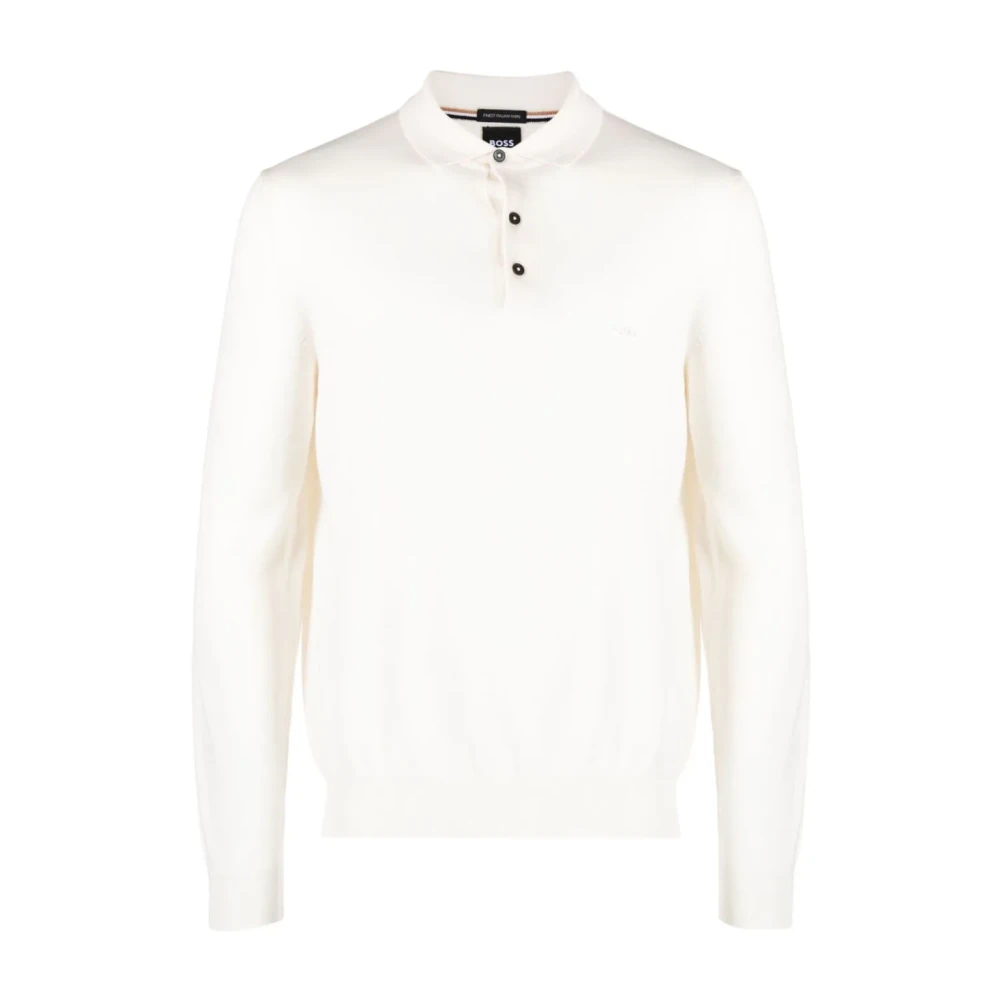Hugo Boss Wollen Polo Shirt met Geborduurd Logo White Heren