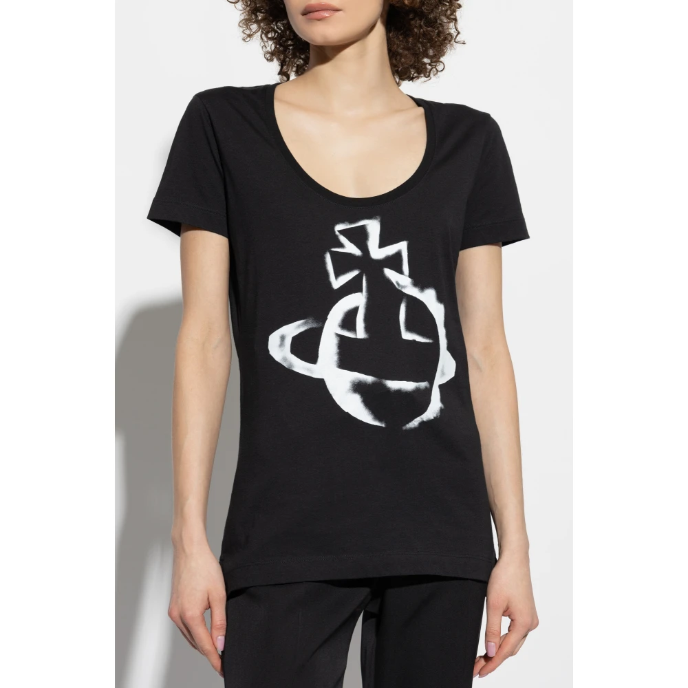Vivienne Westwood T-shirt met logo Black Dames