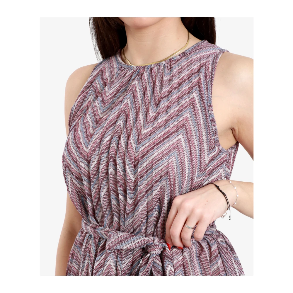 Kaos Gedessineerde Mouwloze Top met Lint Taille Multicolor Dames