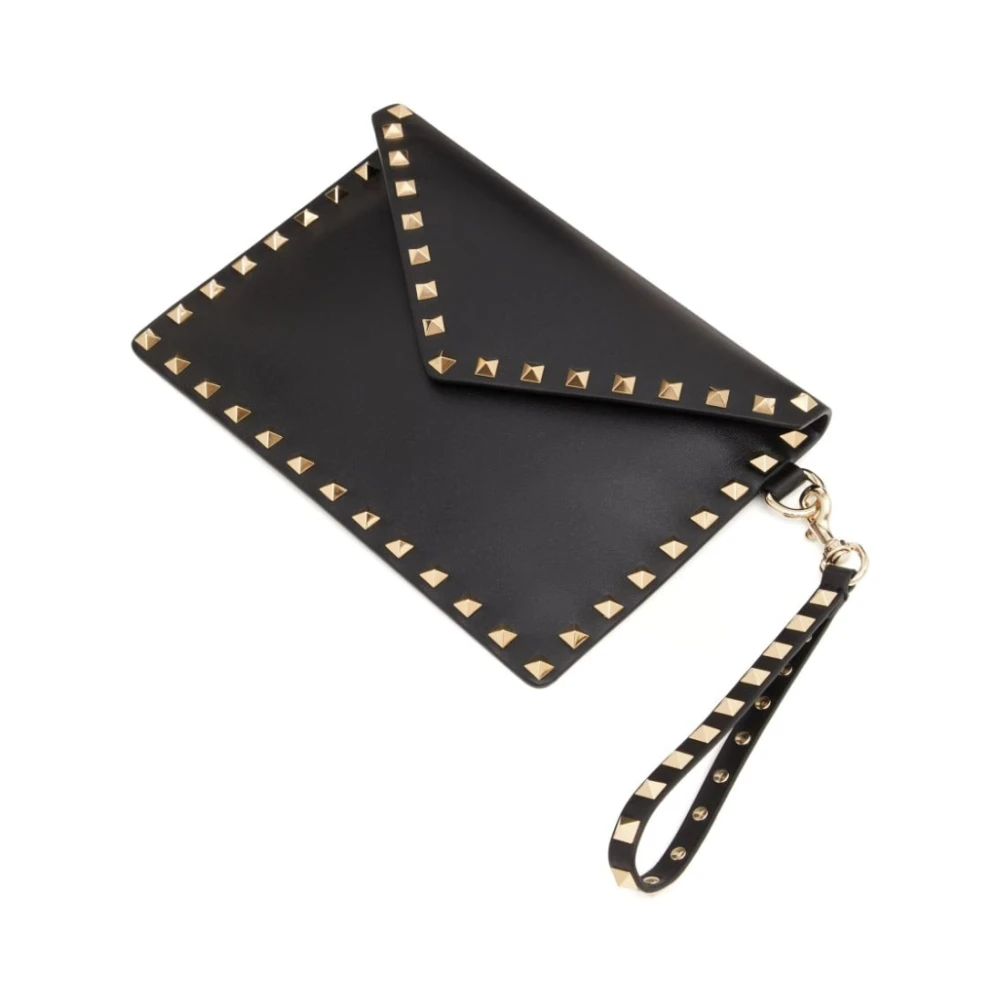Valentino Garavani Zwarte Leren Studded Pouch Tas Black Dames