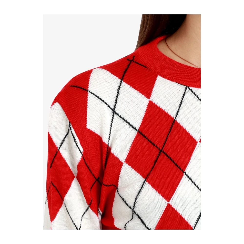 Msgm Trui met ronde hals en diamantpatroon Red Dames