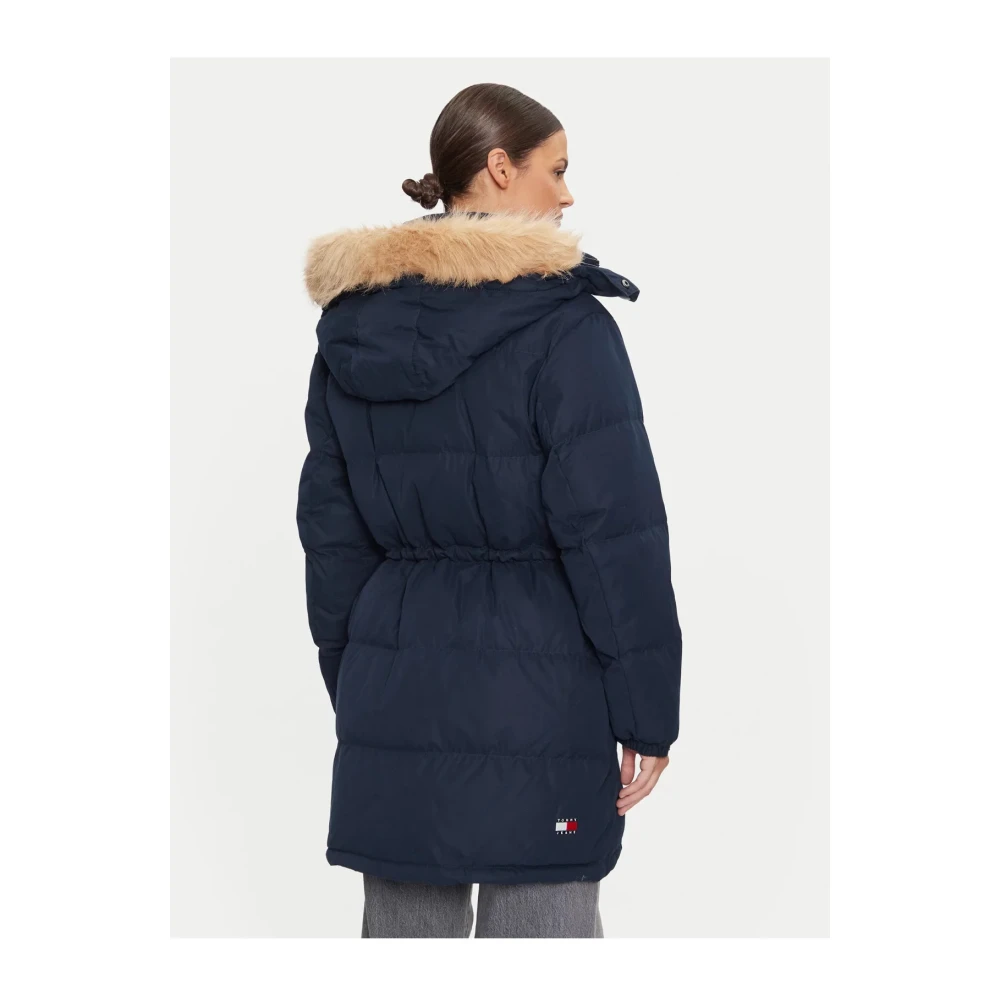 Tommy Jeans Hooded faux fur jacket Blue Dames