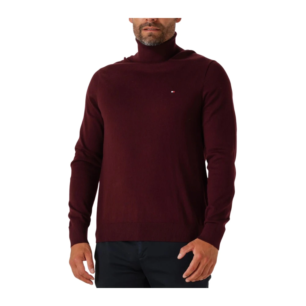 Tommy Hilfiger Men's Red Turtlenecks, L, Bordeaux Cashmere Roll Neck Jumper