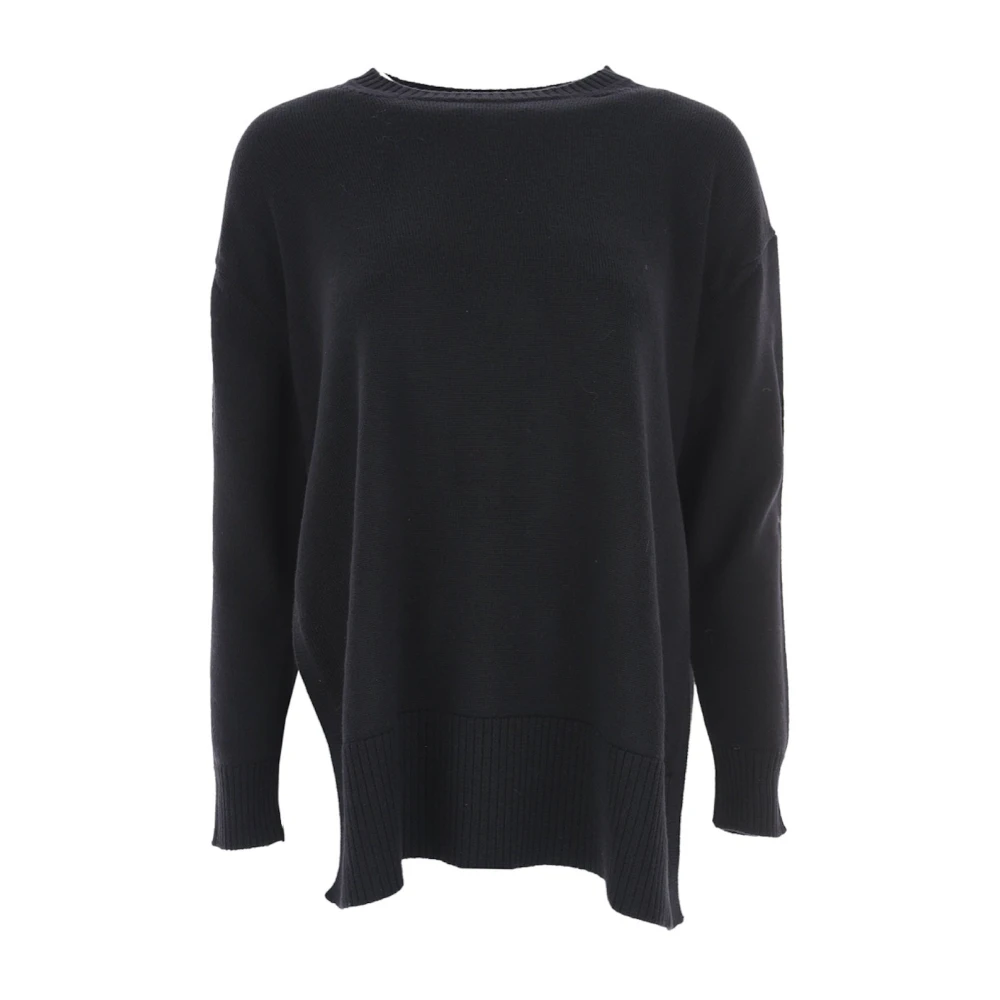 Max Mara Pure Wol Ronde Hals Trui Black Dames