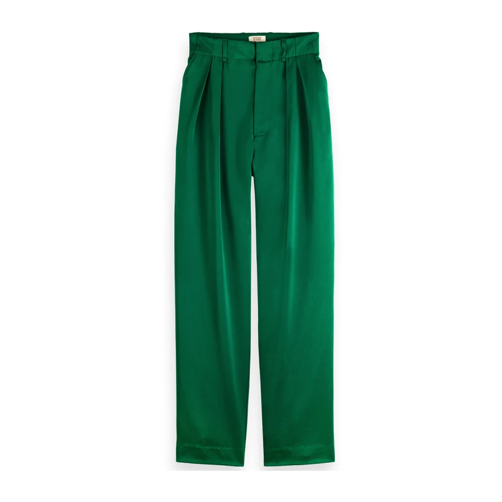 Scotch & Soda Faye Hoge Taille Relaxte Tapered Broek Green Dames