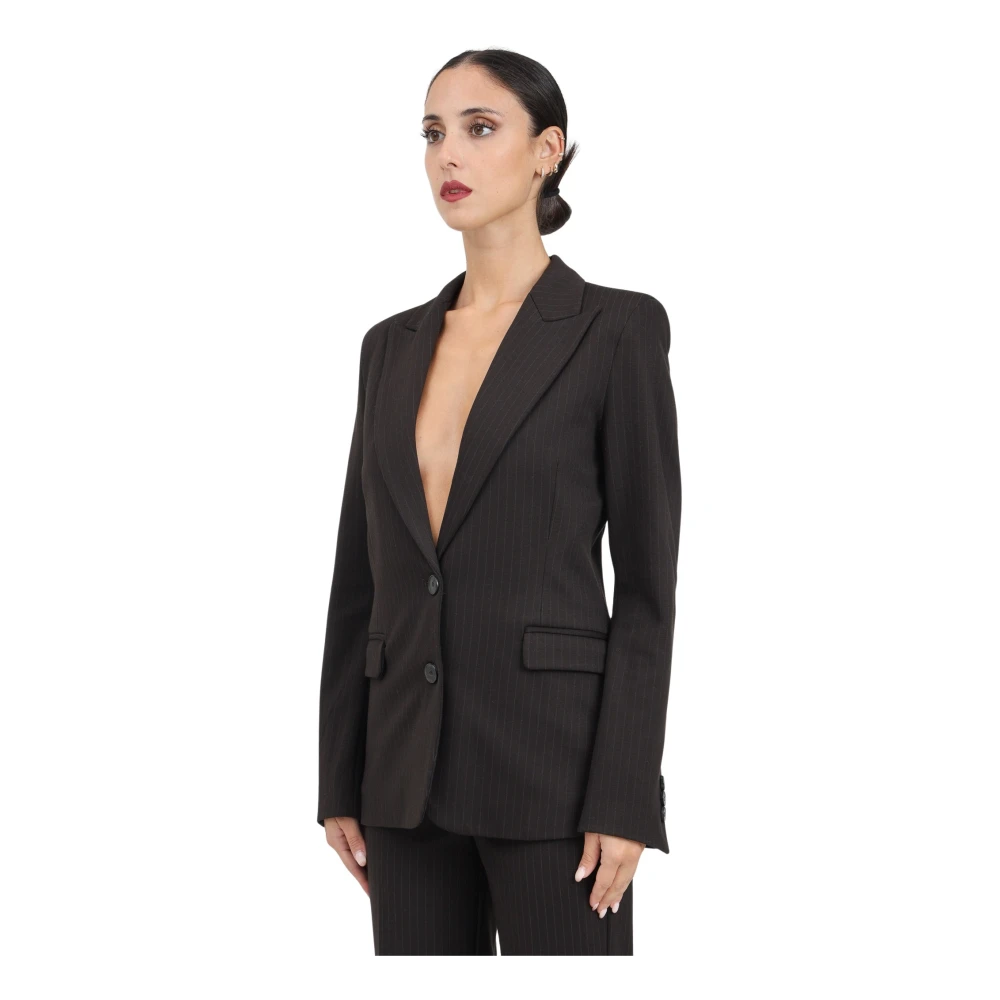 ViCOLO Bruine Single-Breasted Jas Elegant Ontwerp Brown Dames