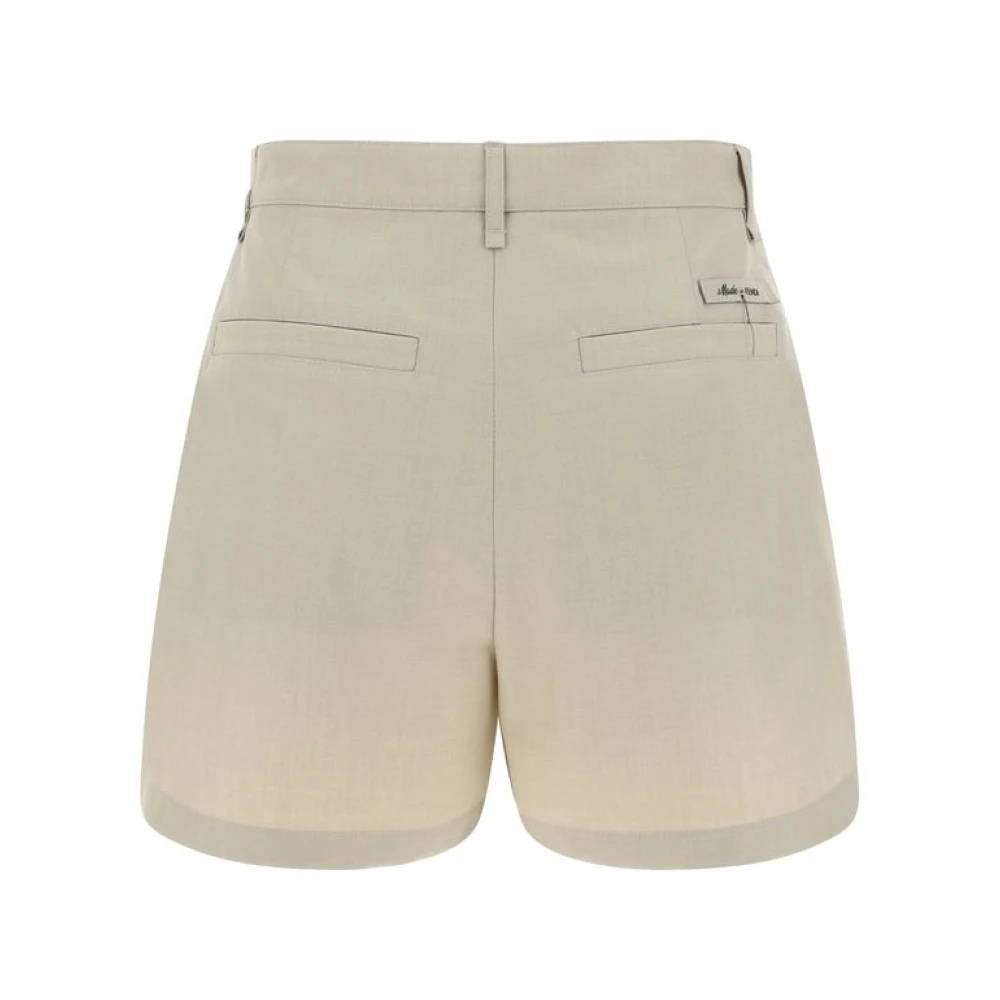 Fendi Fleece Bermuda Shorts met zakken Beige Heren