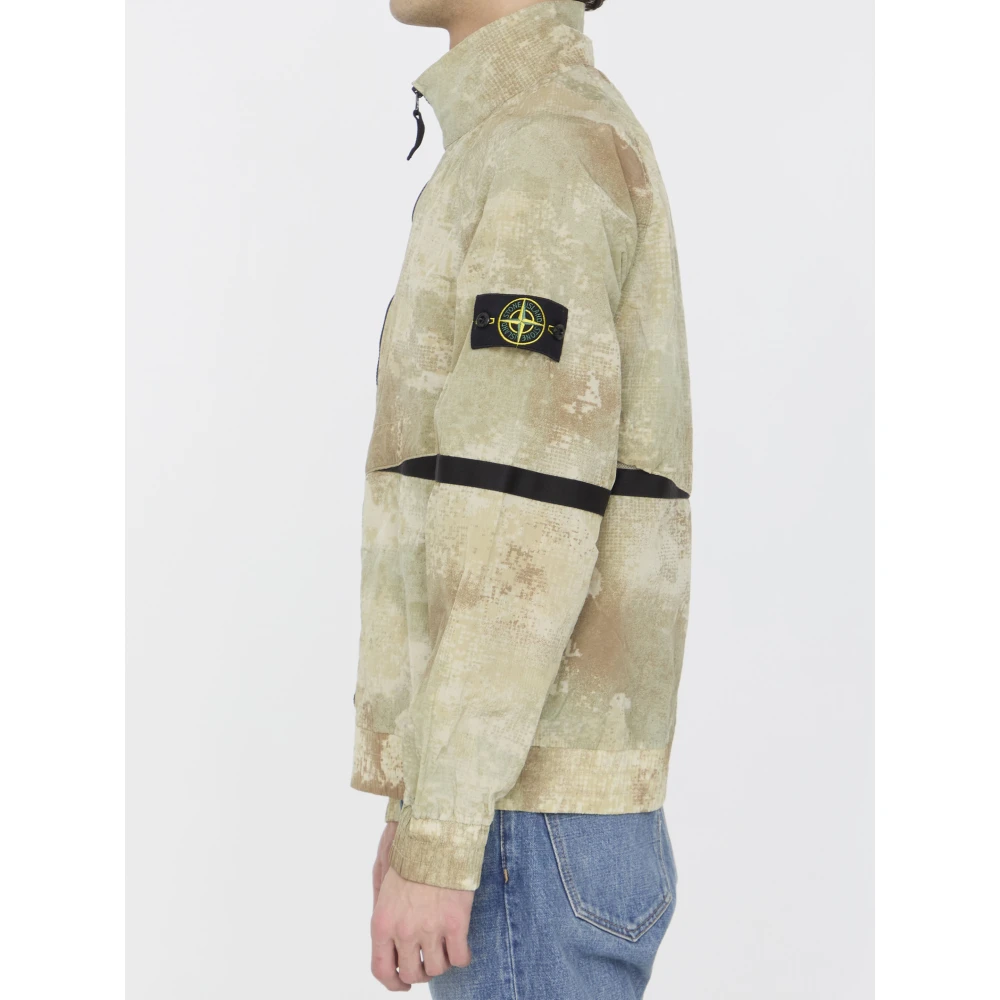 Stone Island Beige Camouflage Jas met Patch Beige Heren