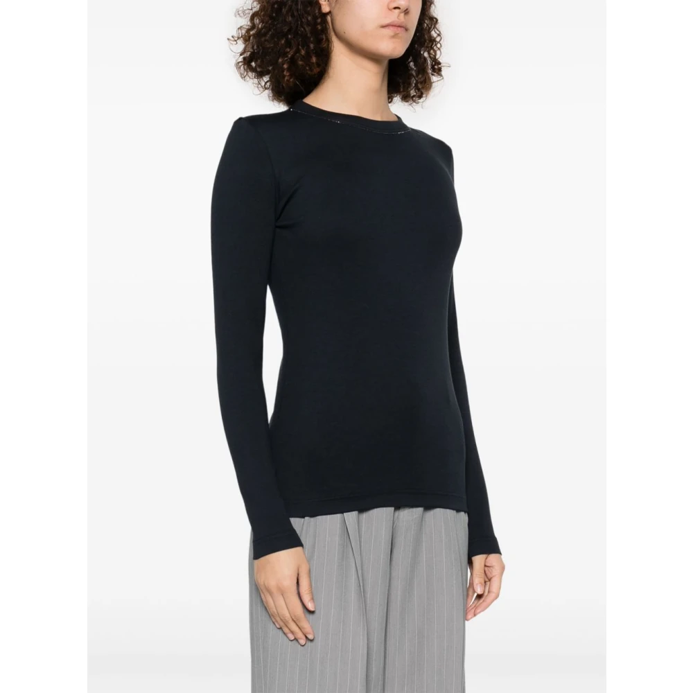 Fabiana Filippi Navy Blue Crew Neck Sweater Blue Dames