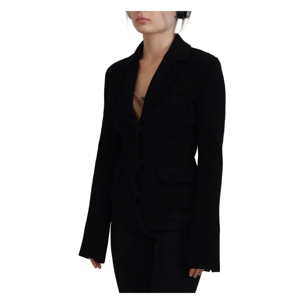 Dolce & Gabbana Zwarte knoop cardigan blazer viscose jasje Black Dames