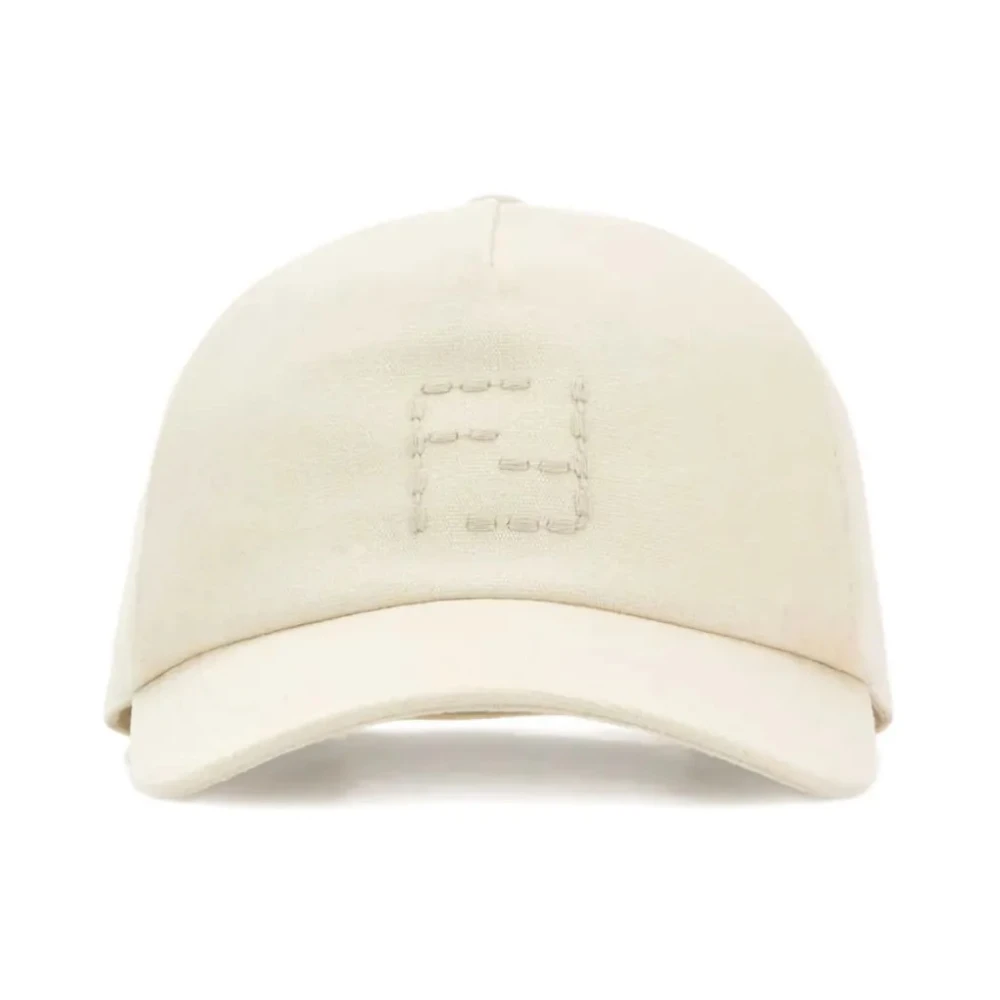 Fendi Men's Beige Hats & Caps, One Size, Baseball Ff Stitches Naturale