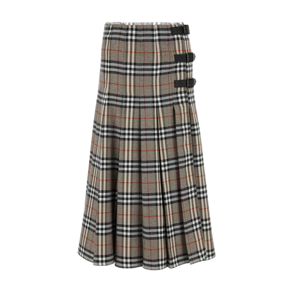 Burberry Women's Multicolor Check Pleated Midi Skirt With Buckle Detail - Midi Skirts - Xs - Skirts