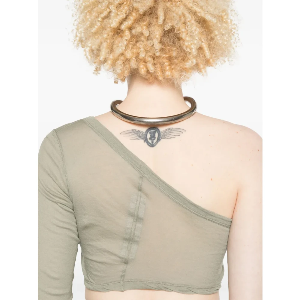 Rick Owens Groene One Shoulder Katoenen Top Green Dames