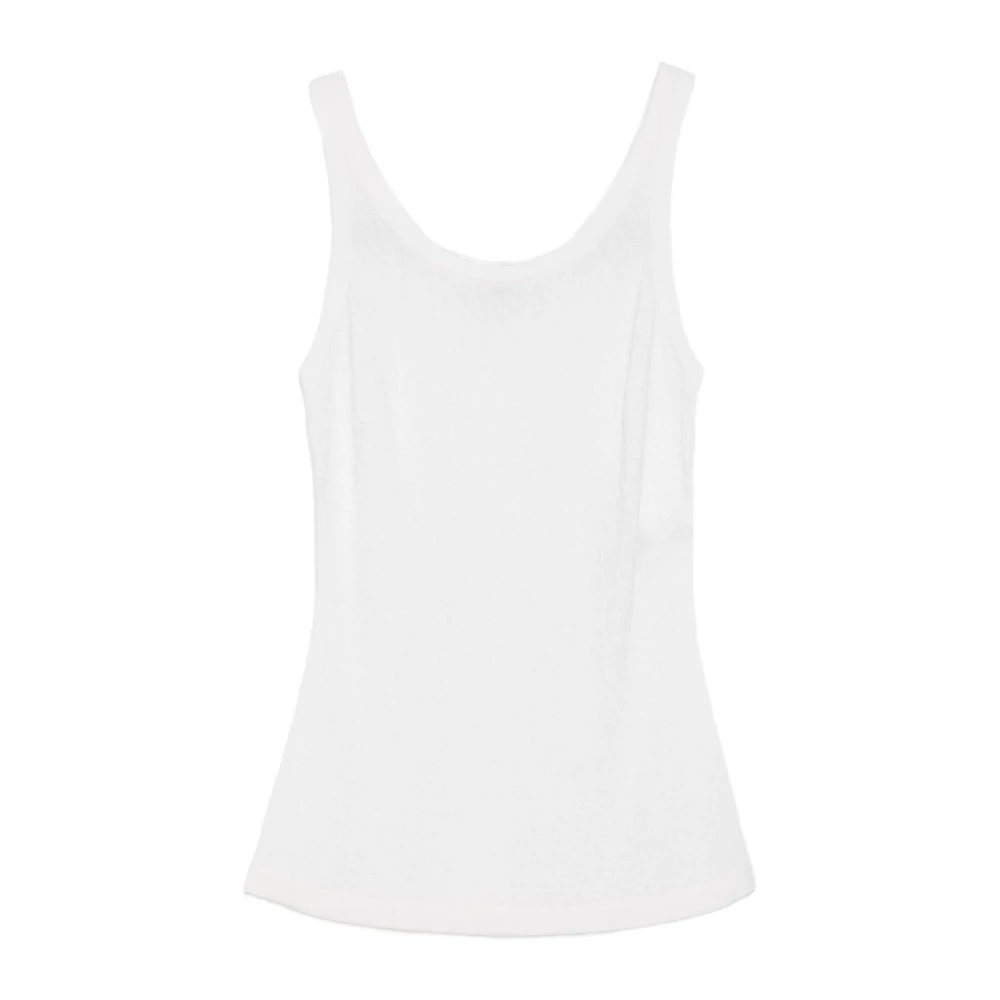 Elisabetta Franchi White Sleeveless Tops, Female, Xs, Ribbed Tank Top