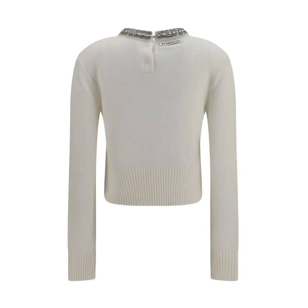 Pinko Berlino Wool Jumper - Female - Round-Neck Knitwear - White - M - Knitwear