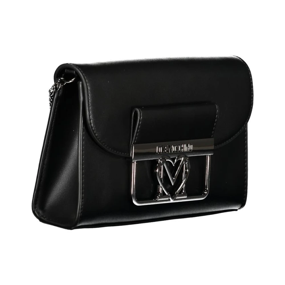 Love Moschino Zwarte Polyethyleen Schoudertas met Ketting Black Dames