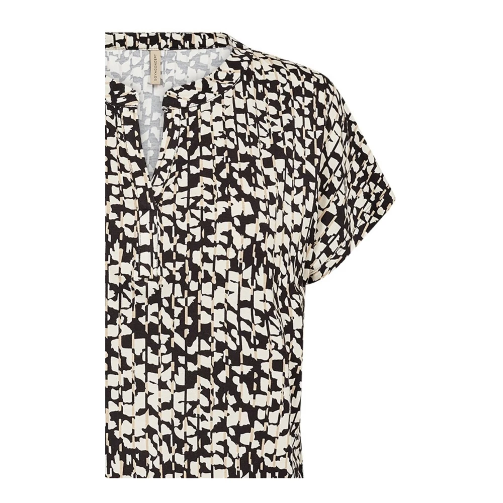 Soyaconcept Geometrische Print V-Hals Shirt Black Dames
