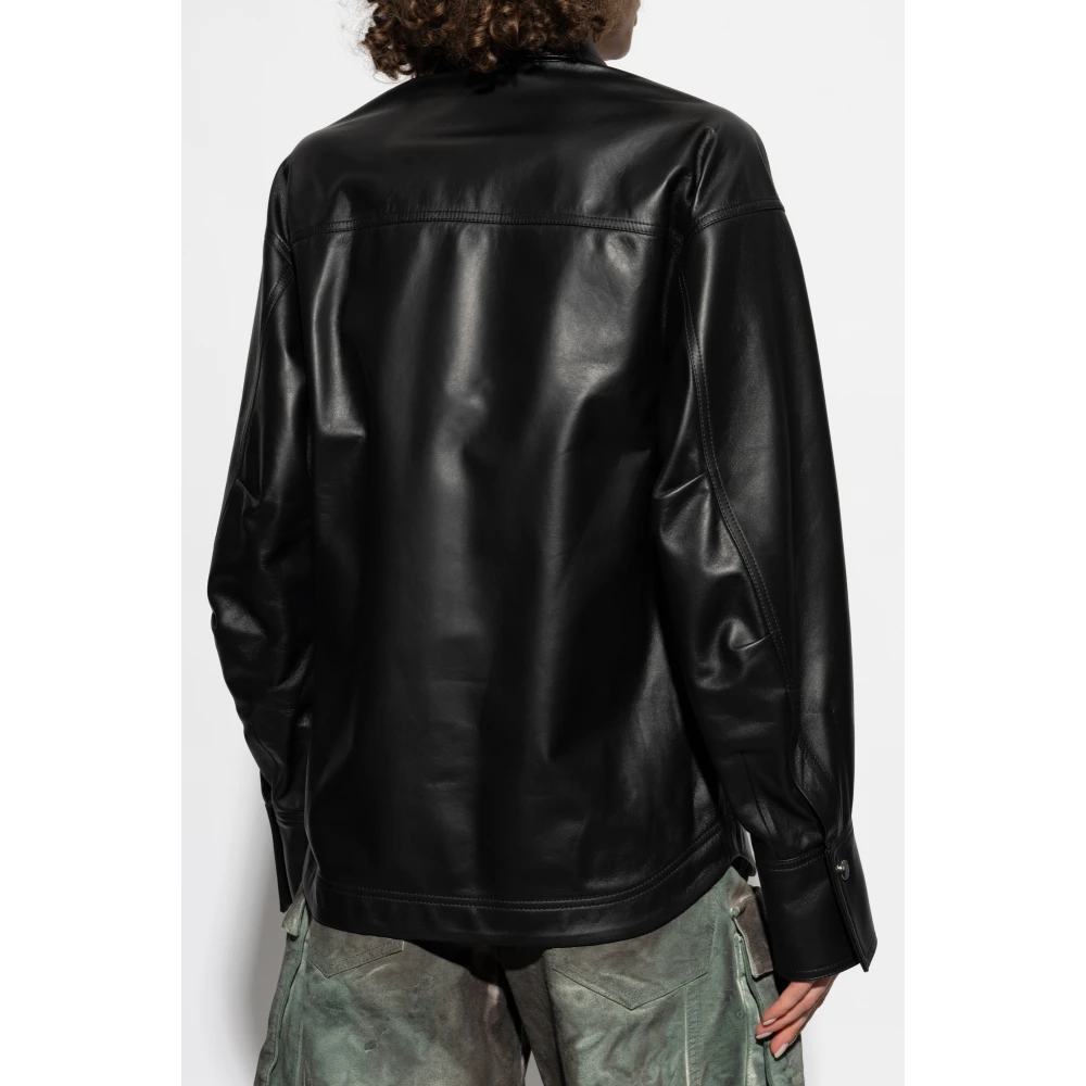The Attico Leren overhemd Black Dames