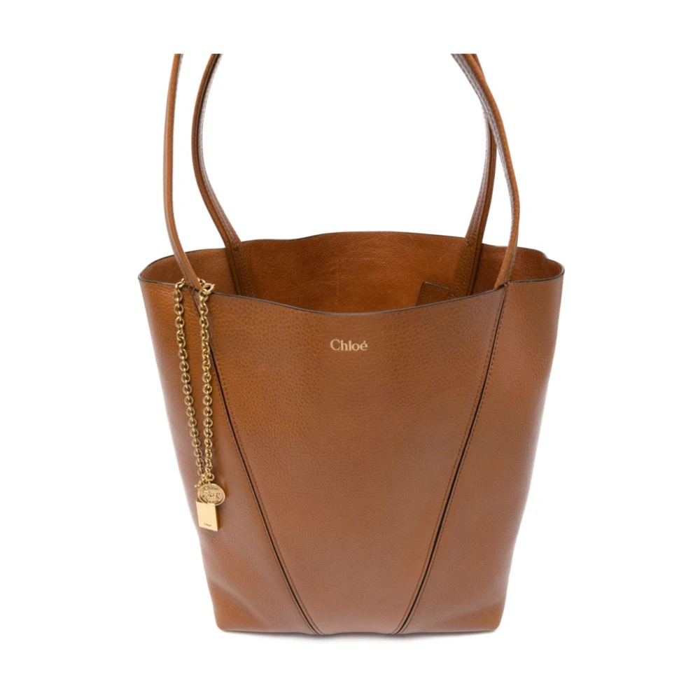 Chloé Bruine Ring Sluiting Ketting-link Tas Brown Dames