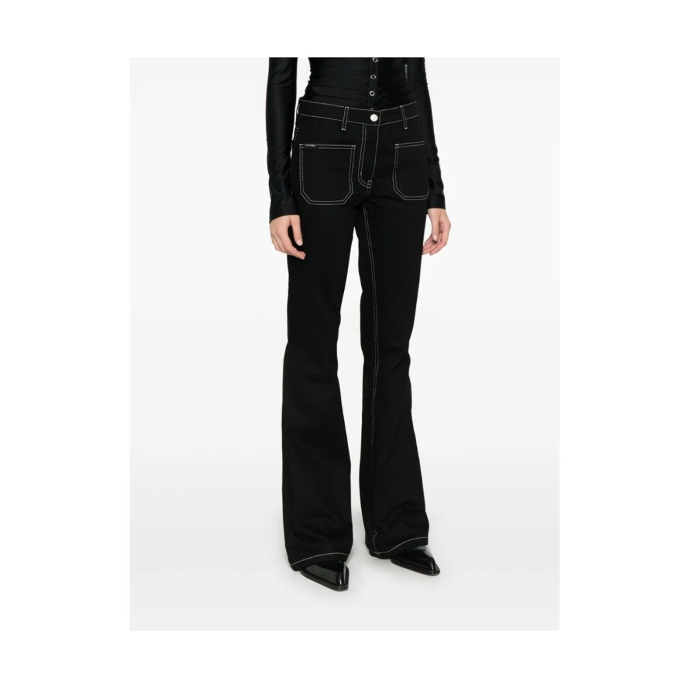 Courrèges Zwarte Bootcut Katoenen Jeans Black Dames