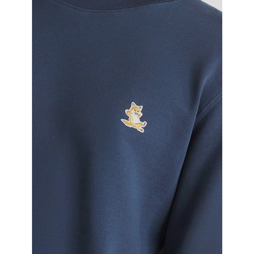 Maison Kitsuné Vos Katoenen Sweatshirt Blue Heren