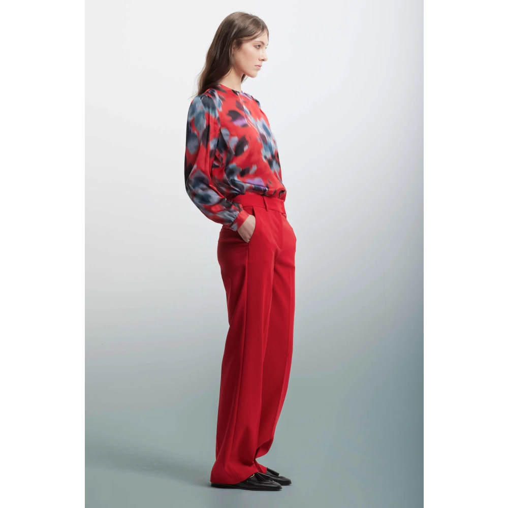 Kocca Minimalist Straight Leg Trousers Red Dames