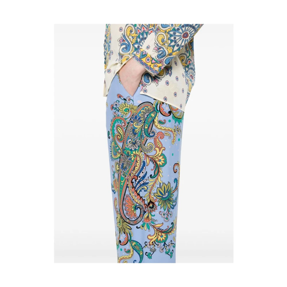 ETRO Hemelsblauwe Paisley Print Elastische Tailleband Blue Dames