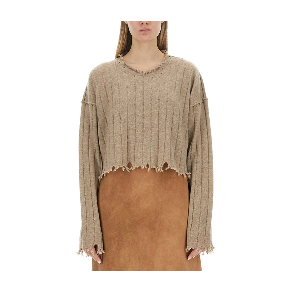 UMA Wang Kasjmier Cropped Gebreide kleding Beige Dames