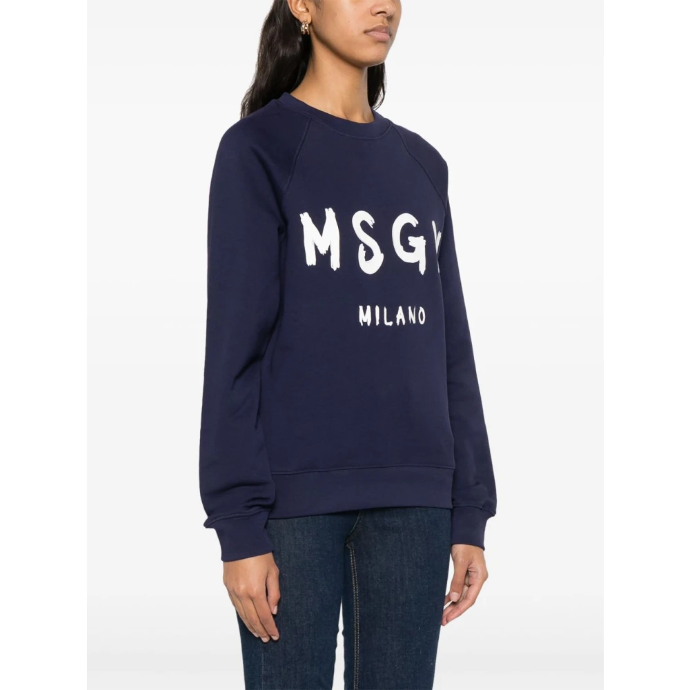 Msgm Blauwe Crew Neck Sweater Raglan Blue Dames