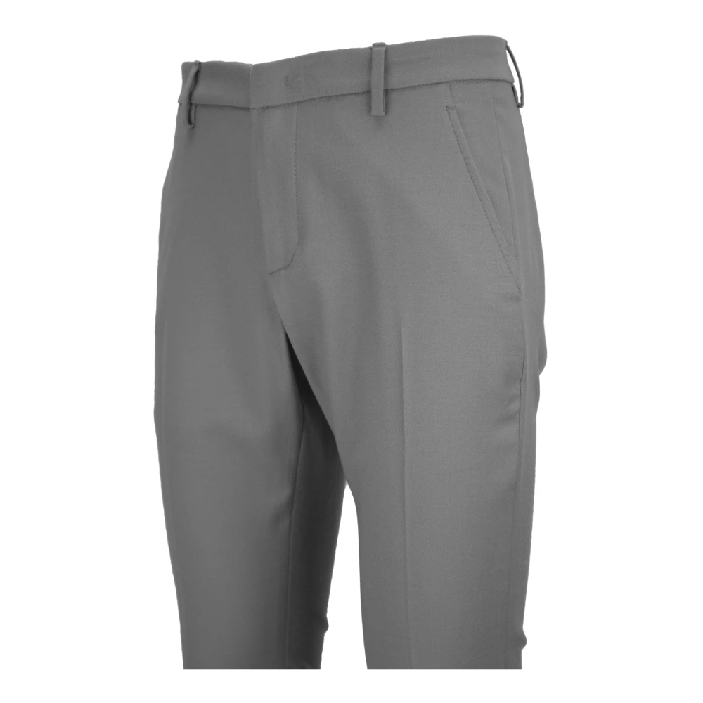 Dondup Heren wollen blend broek met knoopsluiting Gray Heren