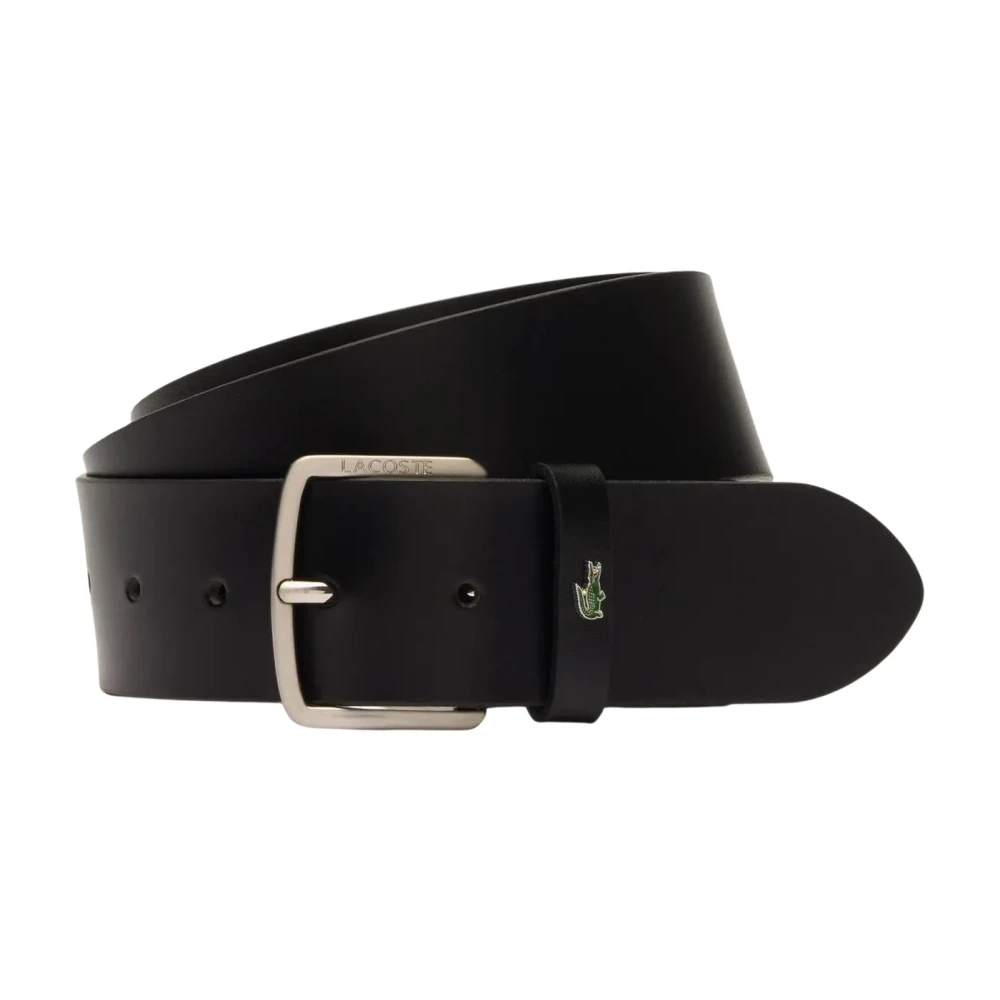 Lacoste Men's Black Elegant Leather Belt - Belts - 130 Cm - Accessories